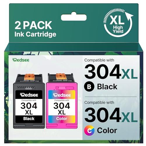 Redsee 304XL Cartuchos de Tinta Remanufacturado para HP 304 XL Negro Compatible con 304XL para HP Envy 5010 5020 5030 5032 Deskjet 2630 2632 2633 3700 3720 3730 3750 3760 3762(Negro y Color,2-Pack)
