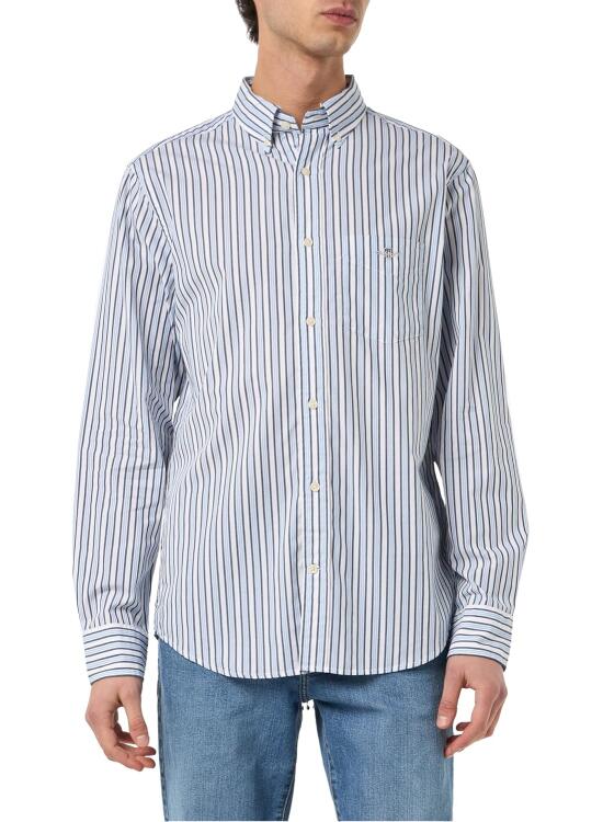 GANT Reg Poplin Stripe-Camiseta Camisa para Hombre