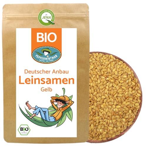 Semillas de lino doradas orgánicas, 300 g, granos enteros, semillas de lino amarillo dorado de cultivo alemán - PEPPERMINTMAN
