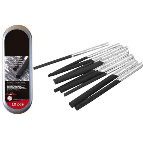 Helweet Lápices Carboncillos, Set de Carboncillos, Palos de Carbón Bosquejo, 10 Piezas Lápices de Carbón para Dibujar, Herramientas de Pintura para Dibujar, para Principiantes, Diseñadores