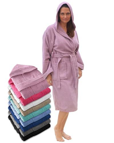 LEBENGOOD Albornoz Mujer con Capucha 100% Algodón, Toalla Rizo Americano 450 gsm, Albornoces Juveniles, Ducha, Piscina, Bata Baño, Unisex,Hombre, Tallas S M L XL XXL 3XL (Alb.Cap. Lavanda M)