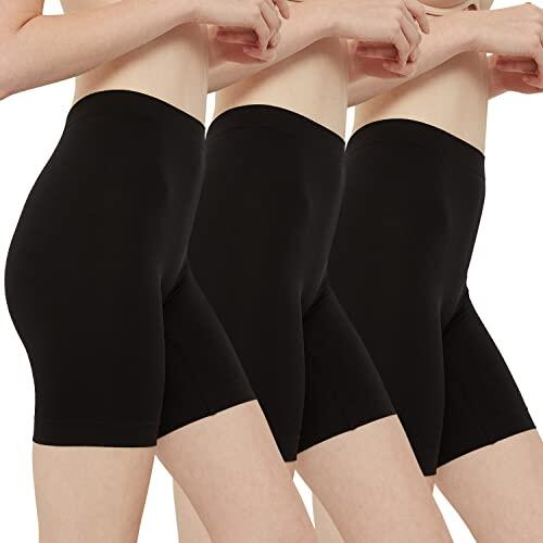 INNERSY Bragas Pantalon Mujer Shorts Deportivos Antirozaduras Pantalones Cortos de Vestir Pack de 3 (3XL, 3 Negro)