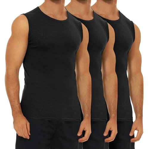 FALARY Camiseta de Tirantes Hombre Pack de 3 Negro L Camiseta Interior Hombre Algodón 100%