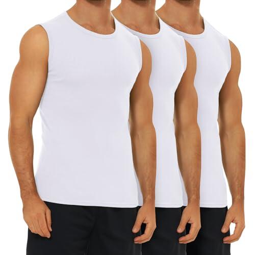 FALARY Camiseta de Tirantes Hombre Pack de 3 Blanco L Camiseta Interior Hombre Algodón 100%