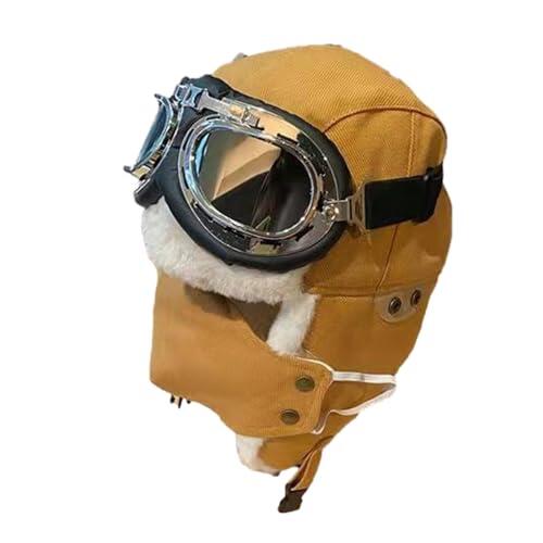 Sombrero De Piloto para Hombre - Sombrero De Aviador Unisex Gorro De Invierno, Gorro De Bombardero Cálido, Sombrero De Invierno Orejeras Sombrero De Bombardero Multifuncional Y Gafas para Viajes