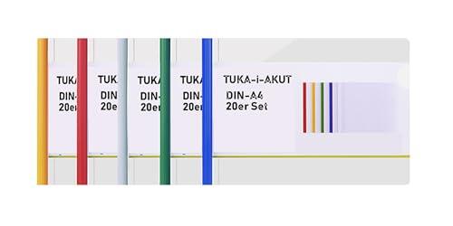 TUKA-i-AKUT 20pz PP Carpeta de Barra Deslizante, A4 Horizontal Transparentes Carpeta de Sujeción, Carpetas Estilo Dossier de Documentos, 20 Unidades, Barra Deslizante Multicolor, TKD8040-bunt-20x
