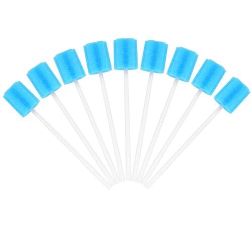 ACWOO 100 Piezas Hisopos Dental, Esponja de Limpieza de Dientes, Hisopos Orales Desechables, Diente Limpieza Hisopos, Esponjas De Boca, Hisopos De Boca, Bucal Esponja de Esponja (Azul)