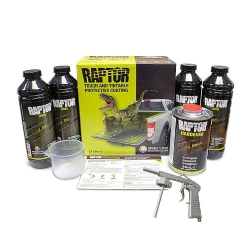U-POL Pintura Raptor Súper Resistente 2K Kit Tintable 4 Lt + Pistola
