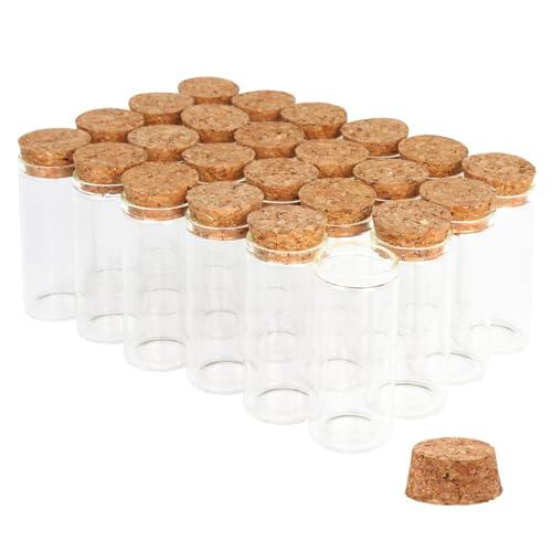 24 tubos de ensayo de vidrio de 30 ml con tapones de corcho, frasco de muestra líquida de 30 x 60 mm, tubos de ensayo planos transparentes para sal de baño, almacenamiento de dulces, experimentos