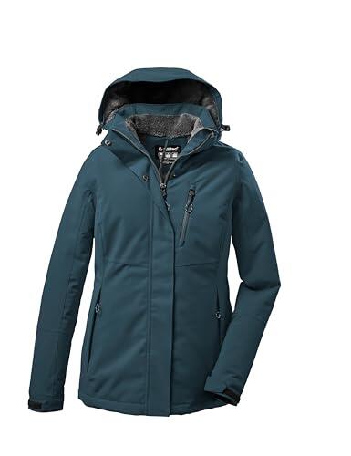 killtec Mujer Chaqueta funcional/chaqueta de invierno con capucha con cremallera KOW 140 WMN JCKT, hellpetrol, 42, 37411-000