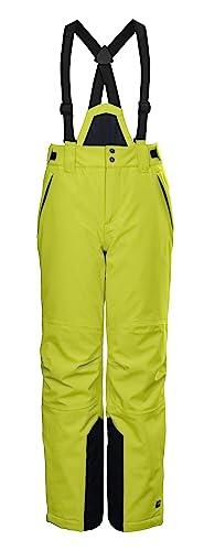 killtec KSW 79 BYS SKI PNTS funcionales/Pantalones de esquí con Peto Desmontable con Cremallera, paranieves y protección en los Bordes, Lime, 164 para Niños