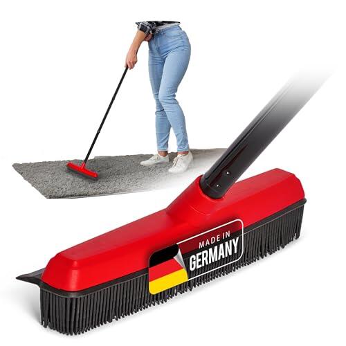 Novaliv Escoba de goma con mango para enchufar el coche y extractor de peluquería, escoba de goma, escoba para perros, escoba para interiores, suelos de piedra, alfombras, escoba para el suelo, escoba