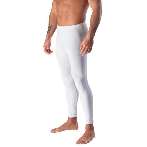 Risalti - Mallas térmicas transpirables, elásticas y sin costuras de microfibra para hombre – Made in Italy, blanco, Small-Medium