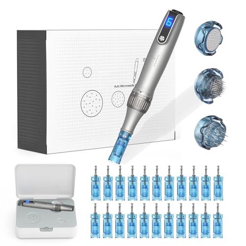 Eléctrico Dermapen M8S Profesional Inalámbrica con 0-2.5mm Ajustable Microneedling Pen, 22 Cartuchos de Repuesto, 6 Niveles de Velocidad,Agujas de Dermapen para Facial y Cuerpo