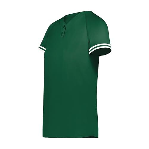 Augusta Sportswear Camiseta Henley Cutter+ para niñas, Color Verde Oscuro/Blanco, Verde Oscuro/Blanco, M
