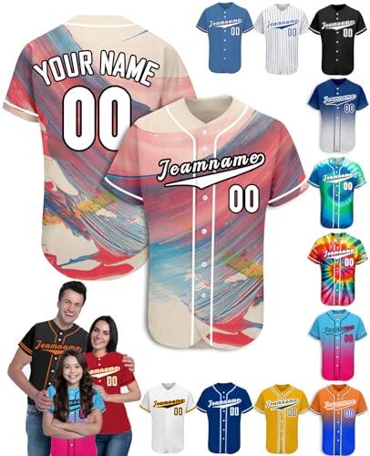 Xiuyours Camiseta de béisbol personalizada para hombres, mujeres y niños, camiseta de béisbol personalizada con el nombre del número, camiseta de béisbol personalizada, tallas S-4XL, Color-23, 50