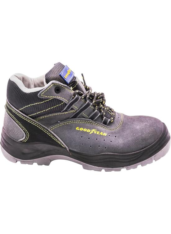 Goodyear - Calzado de Seguridad - Piel Serraje Gris - Alta Resistencia - Forro Antibacteriano - Plantilla Extraíble - Talla 36
