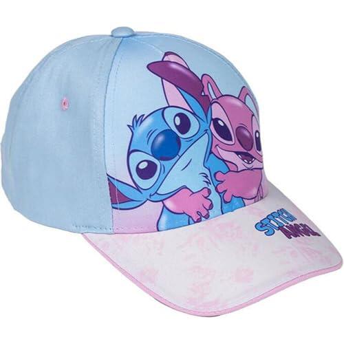 Gorra Infantil con Visera de Stitch - Color Rosa - Medida de 53 cm - Elaborada con 65% Algodón y 35% Poliéster - Estampado de Stitch y Angel - Producto Original Diseñado en España
