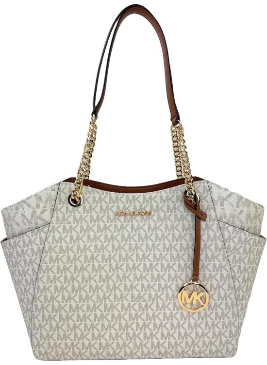 Michael Kors Jet Set Item Large Top-Zip Snap Pocket Tote, Bolsa para Mujer, Berry Pink MK/Black, 14.5x31.5x28.5 Centimeters (B x H x T)