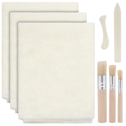 WEBEEDY - Kit de lona para encuadernación (3 paños de encuadernación de 92 x 100 cm, tela de reparación, 2 capas, papel para carpetas de hueso y 3 pinceles para reparar la encuadernación de libros