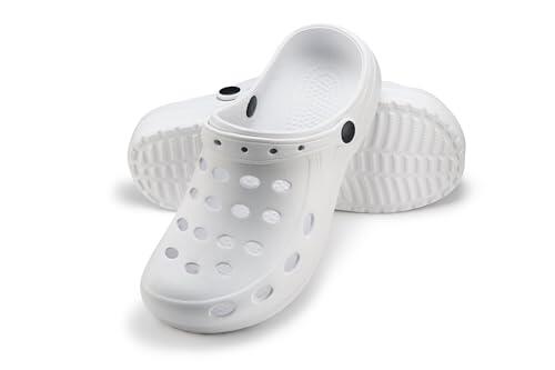 ESTRO Zuecos Mujer Verano Goma - Zuecos Sanitarios Mujer Unisexo Zapatillas Casa Verano Hombre Ligero A02 (36, Blanc)