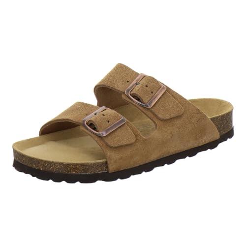 AFS-Schuhe 2100 - Sandalias para Mujer de Piel auténtica, Mulas cómodas con Plantilla, Zapatillas de Estar por casa, Hechas a Mano en Alemania, Color coñac, Talla 38 EU