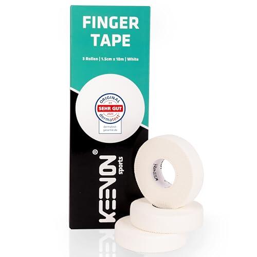 keenon sports® Boulder Tape - Cinta de escalada para deportes de fuerza, voleibol, baloncesto, balonmano, 3 rollos de 10 m, 1,5 cm de ancho, color blanco