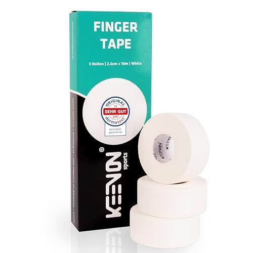 keenon sports® Boulder Tape - Cinta de escalada para deportes de fuerza, voleibol, baloncesto, balonmano, 3 rollos de 10 m, 2,5 cm de ancho, color blanco