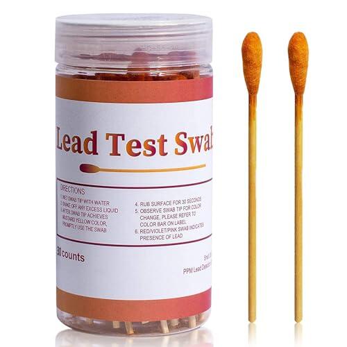 TAEING - Hisopos de prueba de plomo, 60 unidades, kit de prueba de plomo instantáneo, pruebas rápidas de uso doméstico para superficies pintadas, cerámica, platos, metal, madera, resultados rápidos en