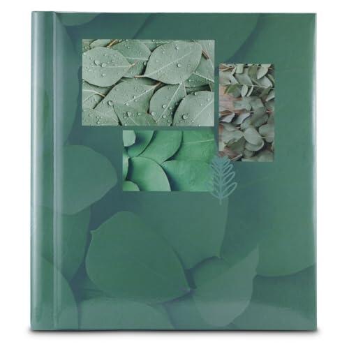 Hama Singo II - Álbum de fotos (28 x 31 cm, 40 fotos de 10 x 15 cm, 20 páginas blancas adhesivas, álbum de recortes, idea de regalo, tapa dura, diseño de hojas), color verde