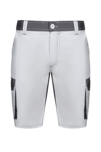 Velilla - 103021B; Bermuda bicolor multibolsillos; color blanco y gris; talla 40