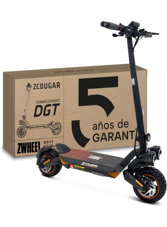 ZWHEEL Patinete Eléctrico Adultos Homologado DGT - 600W-2000W Max, 35-70km Autonomía, Regeneración al Frenar, Doble/Cuádruple Suspensión Hidráulica Mejorada, IP54, Ruedas 10" Tubeless - Pantalla y App