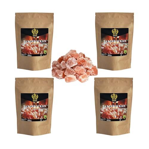 HAF Trozos de sal rosa de 4 kg | trozos de sal de roca gruesa sin aditivos y naturales de la gama de sal en Pakistán | Piedras de sal | Salebrocken | Tamaño: 2 – 5 cm | Cantidad: 4 x 1 kg en bolsa