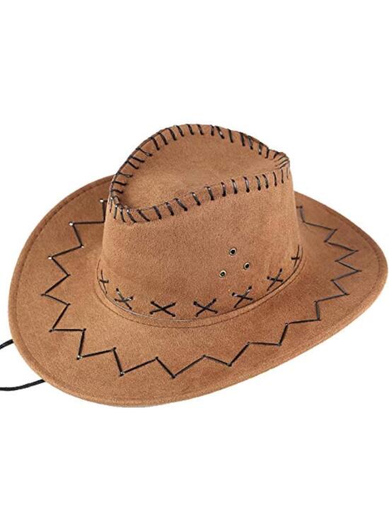 Sombrero de vaquero con aspecto de gamuza, sombrero de vaquero de ala ancha, sombreros de vaquero occidentales, sombrero de vaquero de fieltro con cuerda para hombres y mujeres