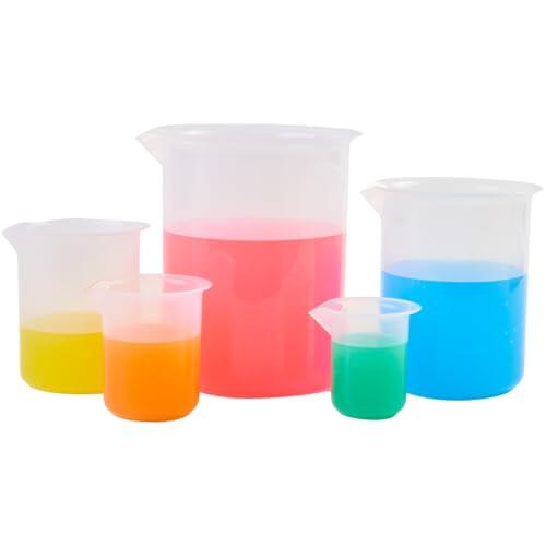 Dohe Educa - Jarras Medidoras de Capacidad - Pack de 5 Jarras de 50 a 1000 ml - Fabricadas en Plástico Resistente - Material Escolar y Educativo