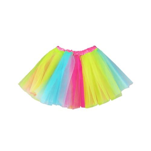 Falda De Tul Arcoíris De 1 Pieza, Tutú Suave Y Esponjoso, Ropa De Fiesta De Neón para Niñas, Ropa para Niños De Los Años 80, Tutú De Baile con Banda Elástica