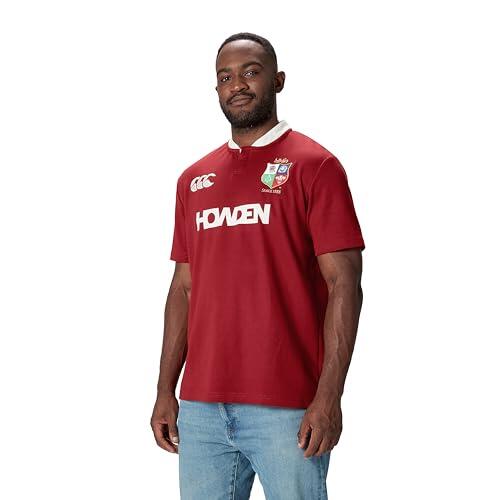 Canterbury Camiseta clásica de Manga Corta Unisex para Adultos, diseño de Leones británicos e irlandeses, Dalia roja, Talla XL