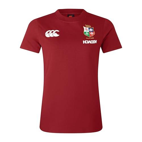 Canterbury Camiseta de algodón para Mujer, diseño de Leones británicos e irlandeses, Dalia roja, 14