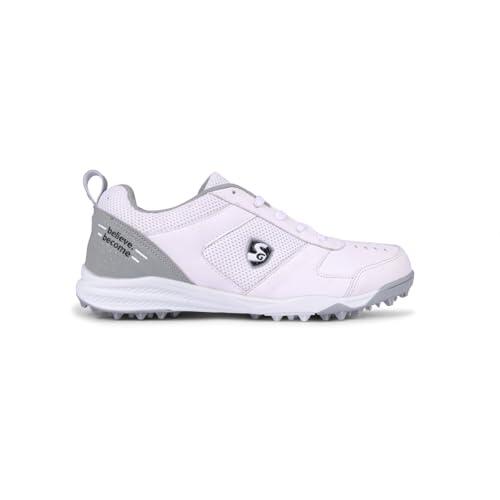 SG Zapatos de críquet Fusion, diseñados para elevar tu juego a nuevas alturas, potencia, precisión y comodidad, Gris/blanco, 8 UK