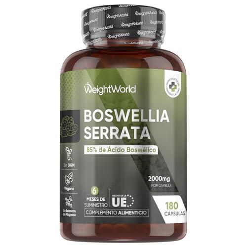 Boswellia Serrata 2000mg - 180 Cápsulas Veganas para 6 Meses de Suministro - Con 85% de Ácido Boswélico - Ingredientes de Origen Natural, Sin Estearato de Magnesio ni OGM
