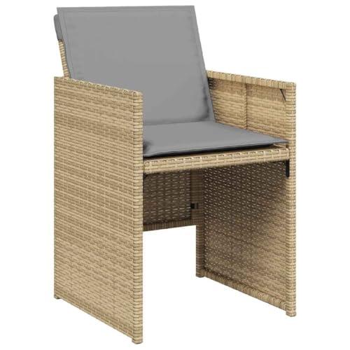 vidaXL Sillones de Jardín con Cojines 4 uds, Sillas con Respaldo, Asientos de Exterior, Sillones para Terraza Patio, Ratán Sintético Beige Mezcla