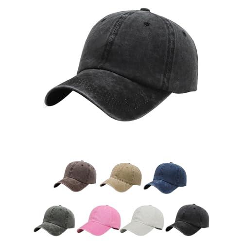 Aomig Gorra Vaquera Vintage, Gorra de béisbol Ajustable Unisex, gorra mujer en Apariencia gastada para Casuales Running Beisbol Tenis Golf, Negro