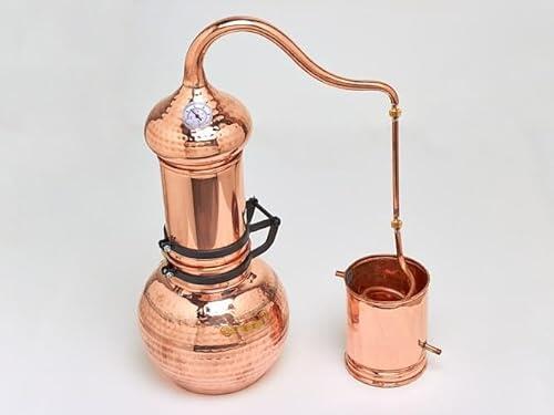 Evocalo Alambique Cobre De Columna con Termómetro Todas Las Piezas, Tamaños Pequeños, hasta 15 litros (3 litros)
