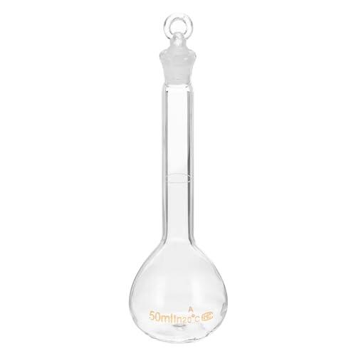 PATIKIL Matraz Volumétrico de 50 ml, Matraz Medidor Graduado de Vidrio Borosilicato 3.3 con Tapón de Vidrio, Tolerancia de 0.13 ml para Experimentos de Laboratorio, Transparente
