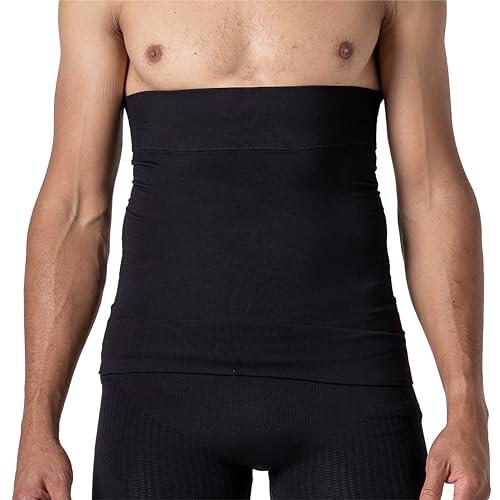 Slimcell - Faja de compresión para hombre, faja abdominal plana, ropa interior moldeadora, faja moldeadora - Made in Italy, Negro, XL/XXL