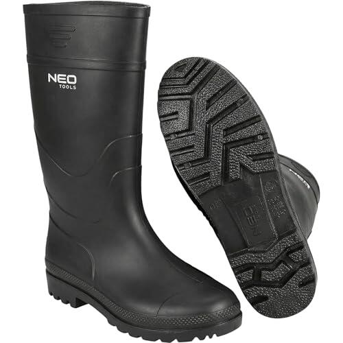 NEO TOOLS Botas de goma 39 – Gumischtifel unisex, impermeables, botas de lluvia, botas de jardín, transpirables, botines de goma, impermeables, color negro, talla 39-46, Negro , 42 EU