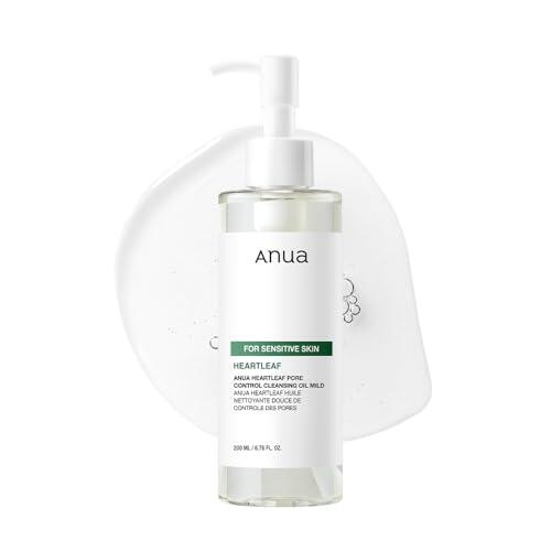 ANUA Aceite Limpiador De Poros Heartleaf, Limpiador Facial Suave Para Piel Sensible, Aceite Limpiador Facial, Removedor De Puntos Negros, 200 Ml/6,76 Onzas Líquidas