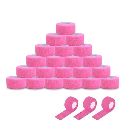 EZ TATTOO Cubierta de Agarre - 24 Piezas (2.5cmx4.5m) Cinta Cohesiva Desechable Adhesiva para Deportivo y Accesorios de Tatuaje (Rosa)