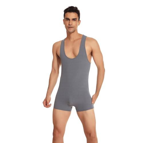 RUMAOZIA Body para hombre Bodywear Traje entero Bodysuit para hombre Bodysuit de una pieza Camiseta interior de manga corta Ropa interior de ajuste Slim Sport Bodysuit sin mangas Active Wrestling