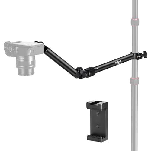 NEEWER Montaje Brazo de Cámara con Clip, 56cm, 180°&360° 2 Secciones de Brazo Flexible para Soporte de Escritorio, para Tubo de 0,87''-1,1'', Carga Máx 2,5kg, Cámara Brazo para Luz LED Anillo,DS009
